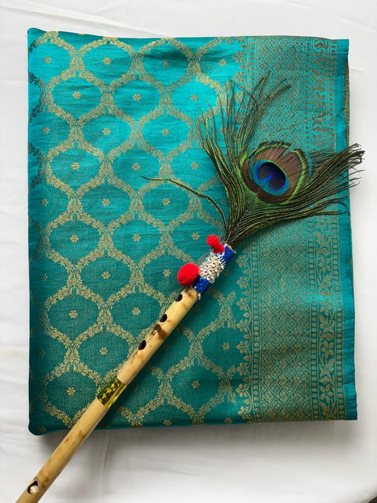 Banarasi mercerize  soft silk saree with different colors and different designs.Golden zari work all over the saree and plane blouse with golden zari border