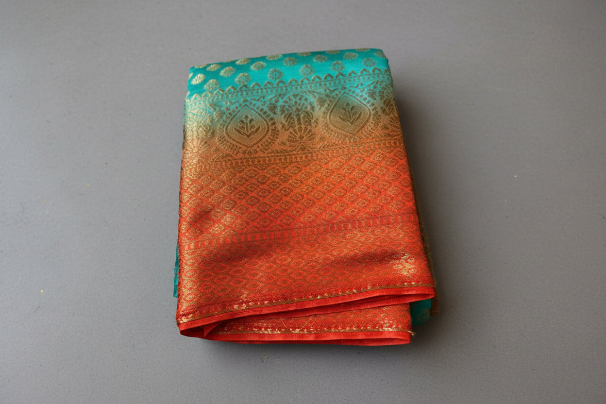 crepe  budget friendly saree. with golden zari work.