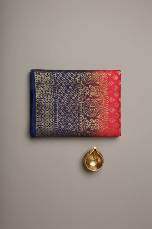 crepe saree with golden Zari.
