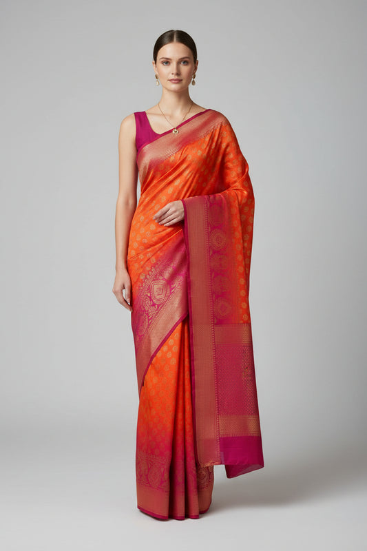 crepe  budget friendly saree. with golden zari work.
