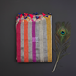 Linen Cotton Sare With Solid Standing Lines Vibrant Contrast Colors
