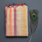 Linen Cotton Sare With Solid Standing Lines Vibrant Contrast Colors