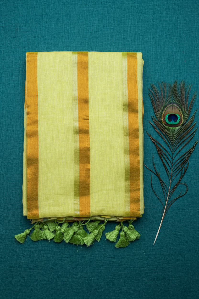 Cotton Saree .Soft Fabric. Shimmery  Solid Standing Lines.