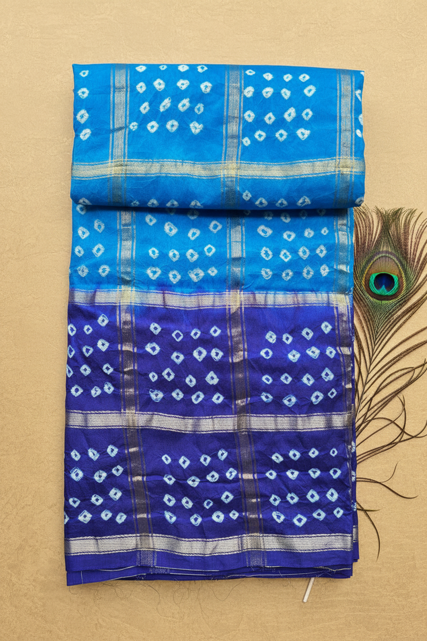 Big Checks Bandhani Saree
