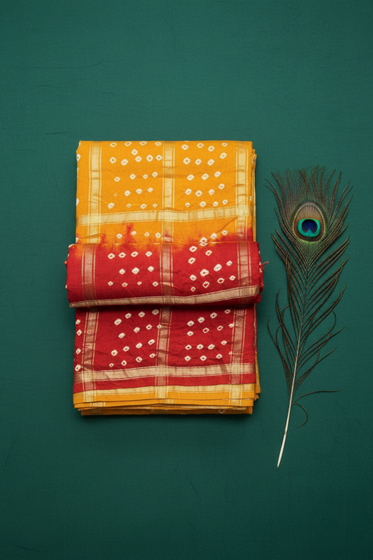 Big Checks Bandhani Saree