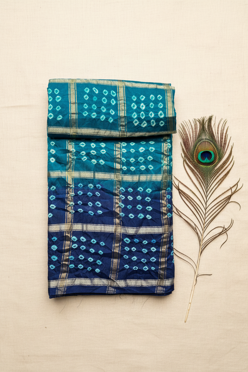 Big Checks Bandhani Saree