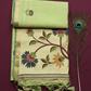 Linen Silk Saree With Golden Zari Border and Beautiful Pallu.