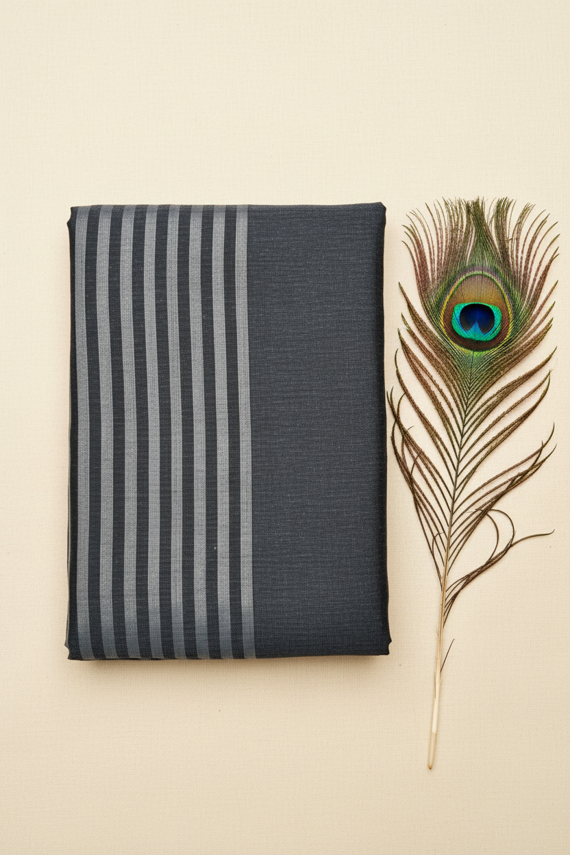 Cotton Saree. Soft Fabric .plain saree  with Standing Line Border.