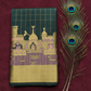 Banarasi Ganga Ghat Saree with elegant checks .vibrant colors.