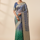 Pure khaddi georgette  jaal pattern multishaded pure benarasi saree.