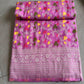 Linen Silk Golden Zari Work Saree.  Jaal Pattern