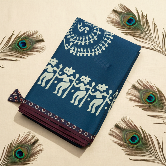 Batik print denim color cotton sarees.