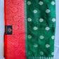 Dark bottle green and dark red very elegant combination in mercerise silk banarsi silver zari work
