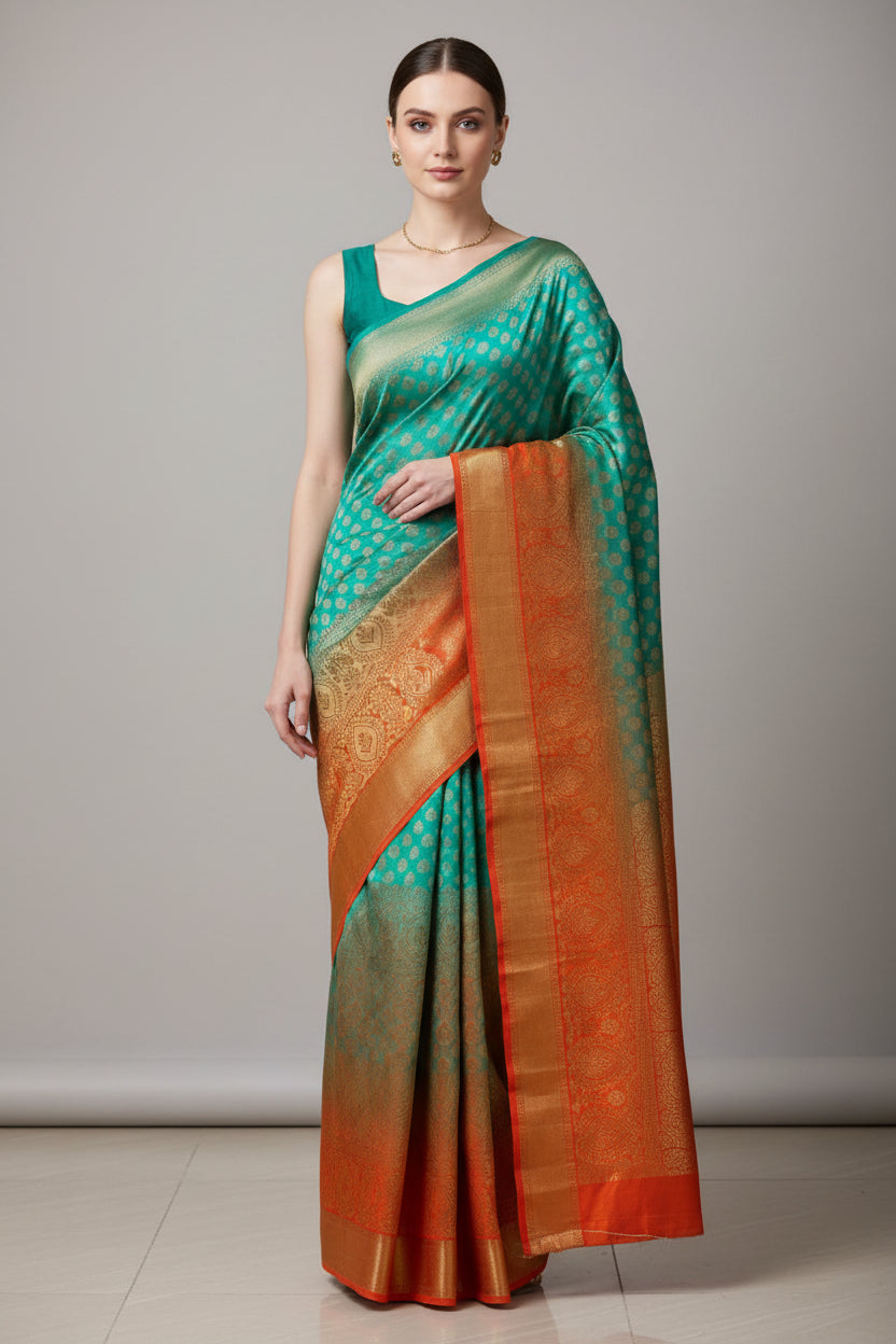 crepe  budget friendly saree. with golden zari work.