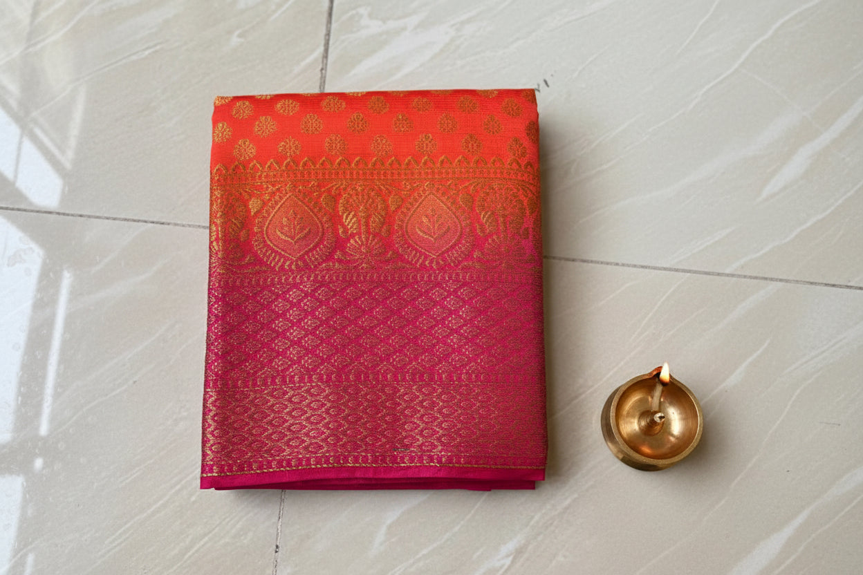 crepe  budget friendly saree. with golden zari work.