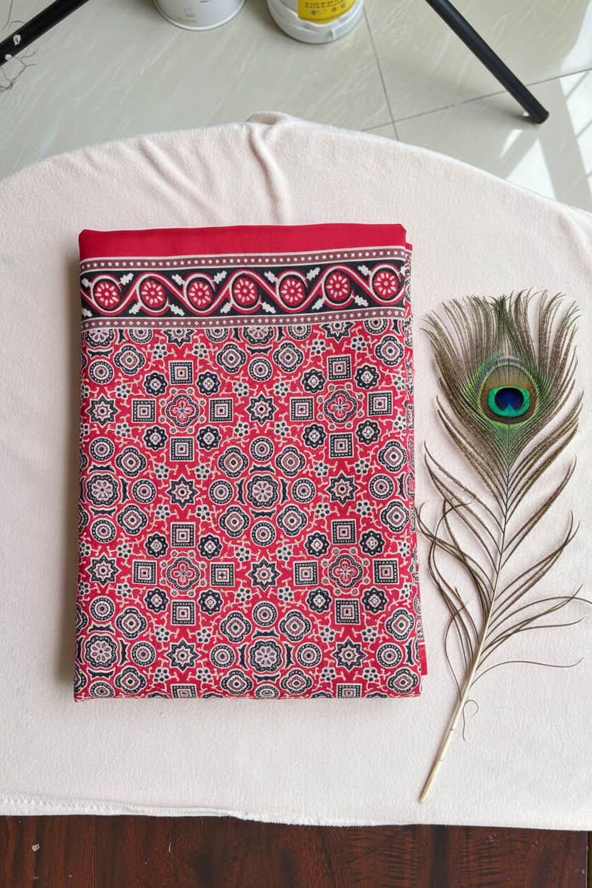 Ajrak Print Silk Sarees.