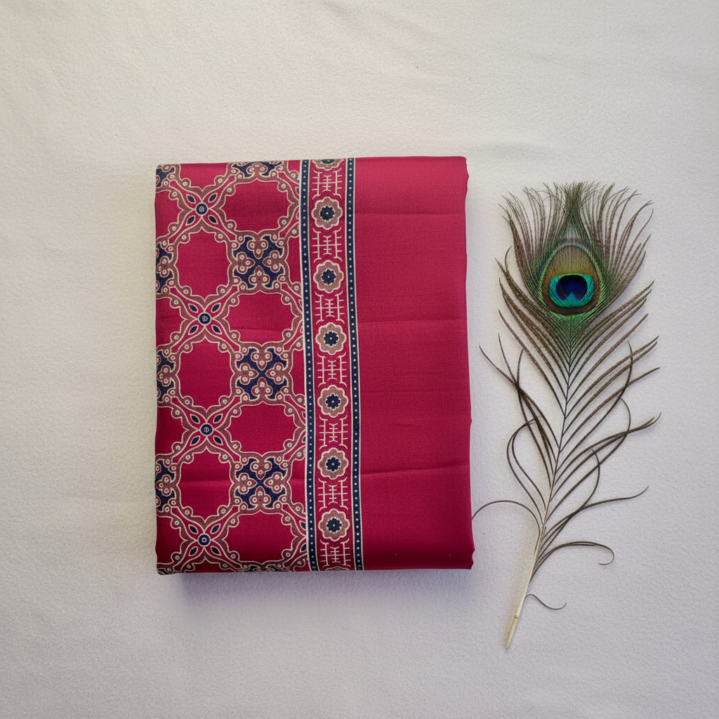 Ajrak Print Silk Sarees.