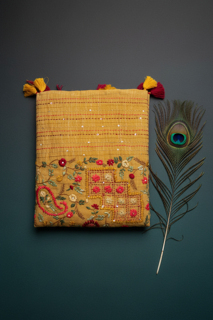 Kolkata Cotton Katha Work Saree.