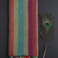 Linen Cotton Sare With Solid Standing Lines Vibrant Contrast Colors