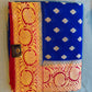 Pure khaddi goergette royal blue and border contrast red color pure benarasi saree