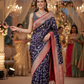Pure Crepe Silk red and purple combination jaal pattern pure benarasi saree. Double zari work.