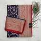 Pure Crepe Silk red and purple combination jaal pattern pure benarasi saree. Double zari work.