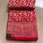 Linen Silk Golden Zari Work Saree.  Jaal Pattern
