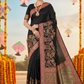 Pearl white munga silk saree with pasmina zari work banarasi saree