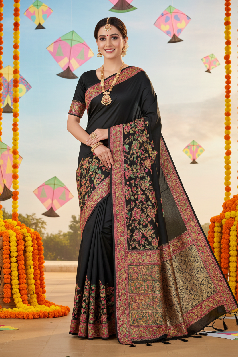 Pearl white munga silk saree with pasmina zari work banarasi saree