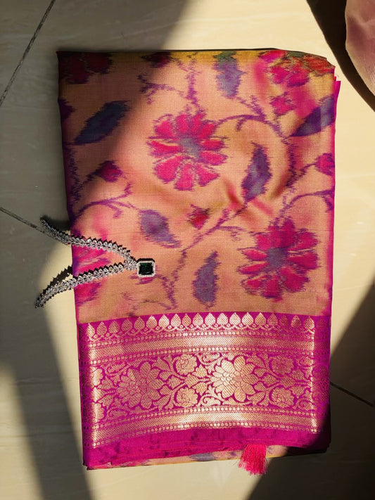 Budget friendly banarasi silk saree with patola design.