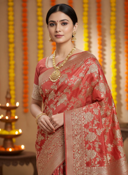 Pure khaddi georgette ,water zari ,silk mark certified banarasi saree