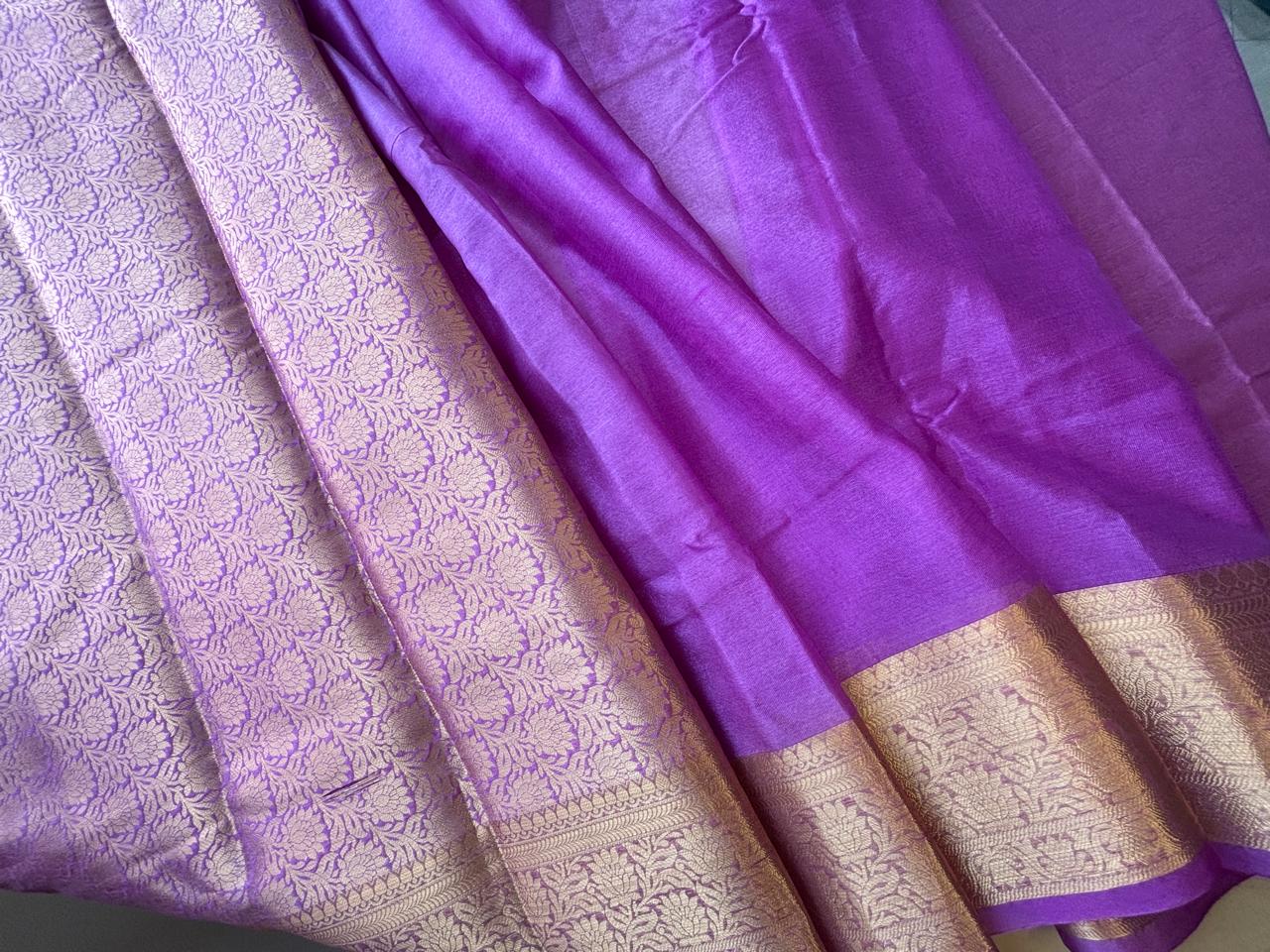 warm silk banrasi saree with golden zari work pallu and blouser