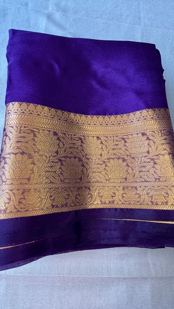 warm silk banrasi saree with golden zari work pallu and blouser