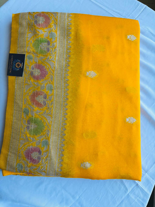Semi khaddi goergette sarees budget friendly for wedding season banarasi saree.